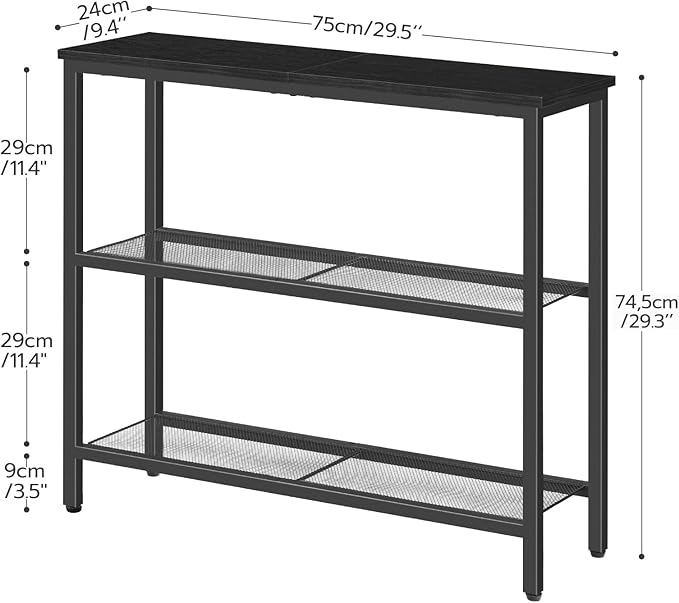 HOOBRO 29.5" Narrow Console Table, 3 Tier Entryway Table