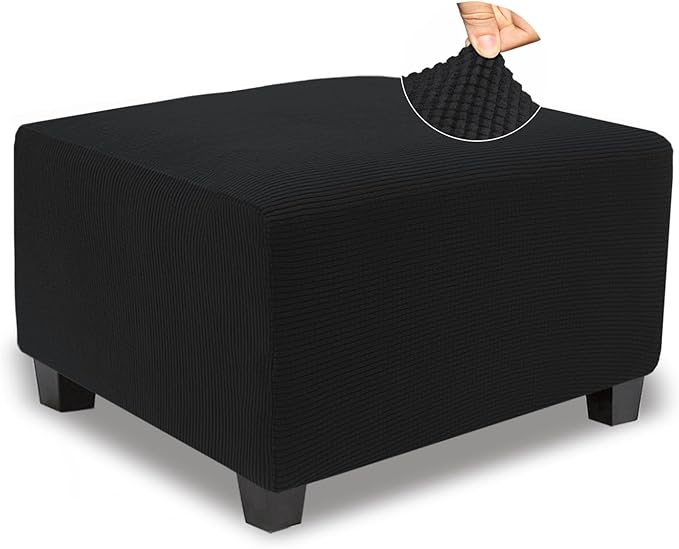 NeColorLife Stretch Ottoman Cover Square Soft Knitted Jacquard Washable Thick