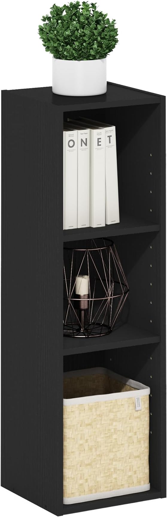 Furinno Fulda Book Shelf, 3-Tier Narrow Bookshelf, Bookcase