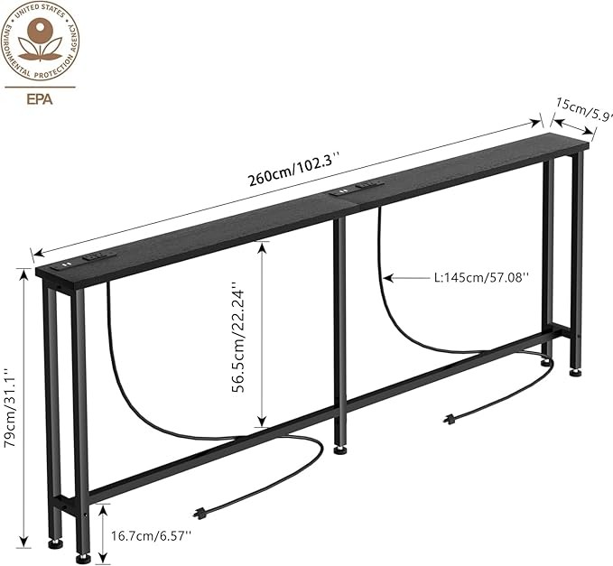 Keelian 102" Narrow Console Sofa Table