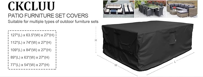 Patio Furniture Set Cover Waterproof Rectangular Heavy Duty 600D Outdoor