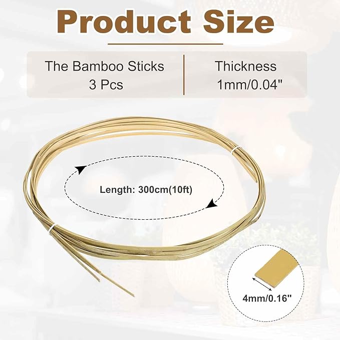 MECCANIXITY 3 Rolls Bamboo Strips