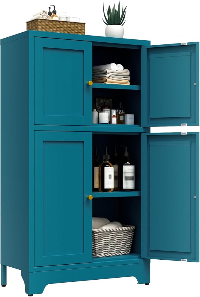 Bevivog Bathroom Floor Storage Cabinet, Metal Accent Cabinets