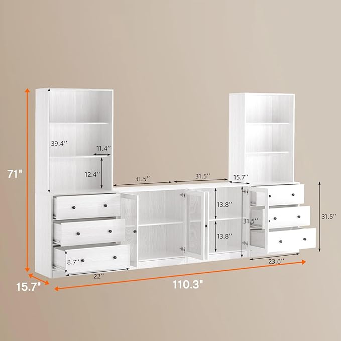 TUSY 71" Large TV Stand Set