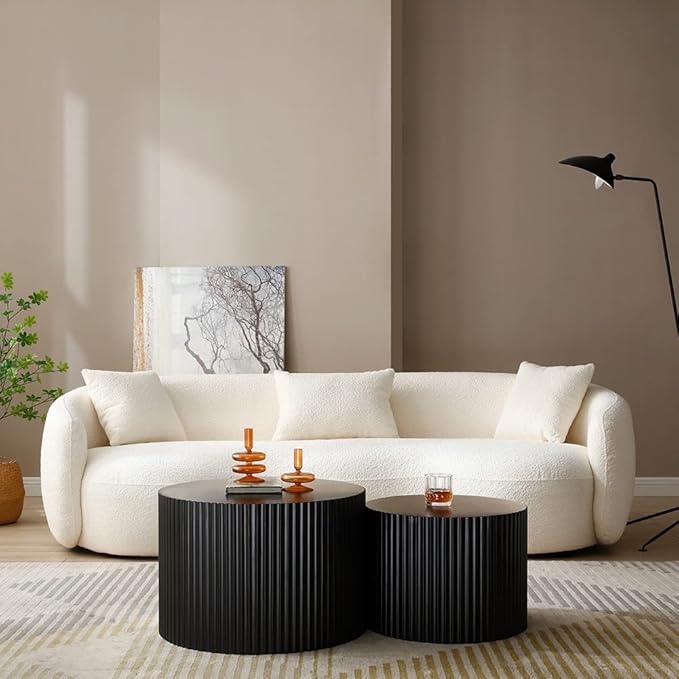 Black Round Coffee Table Set of 2