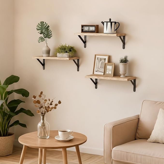 Fixwal Floating Shelves for Wall, Wood Wall Mounted Shelves for Bedroom