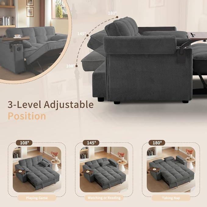 Auvsoce 65'' Convertible Sleeper Sofa Bed
