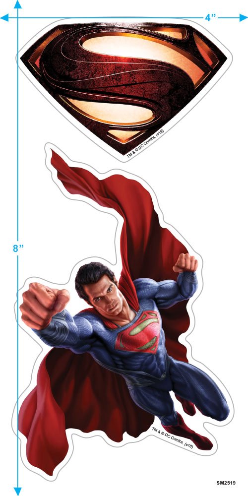 Popfunk Superman Man of Steel Movie Gray Shield Black T Shirt (Large)