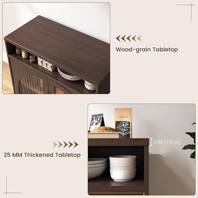 Sideboard Buffet Cabinet with Storage, 31.5" Coffee Bar Cabinet with LED Lights