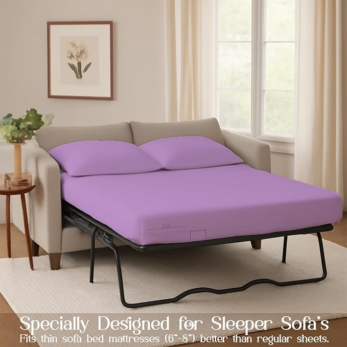 Sleeper Sofa Bed Sheet, 100% Cotton 400 Thread Count, 4 Piece Set, Deep Pocket