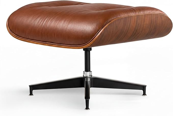 Top Grain Leather, Mid Century Chaise Lounge Chair and Ottoman, Reading Chair