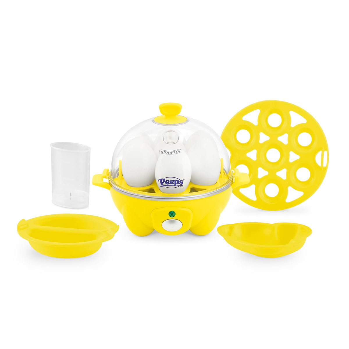 PEEPS & Dash Rapid Egg Cooker - Boiler, Poacher & Steamer - Includes Measuring & Recipe Guide - Dishwasher Safe - BPA Free - Holds 7 Eggs, Yellow