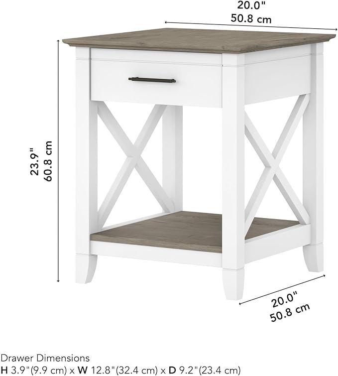 Bush Home End Table with Drawer, Nightstand with Storage, Living Room and