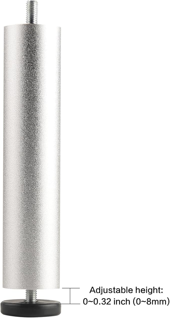 Adjustable Furniture Legs 8 Inch Silver Bed Support Legs Cylinder M8 Screw in