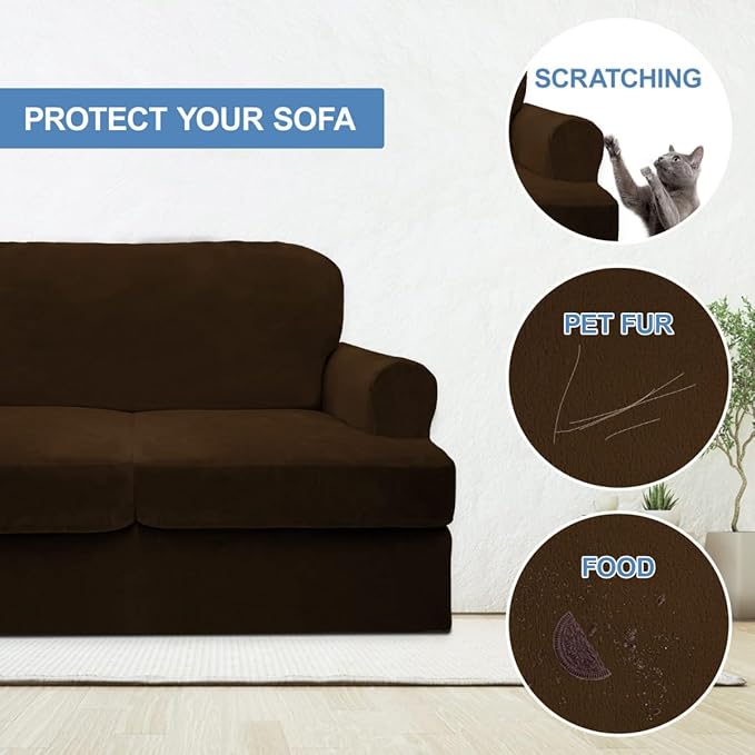 CUCRAF Cushion Sofa Cover 4 Piece Slipcovers, Soft Thick Velvet Couch Cover