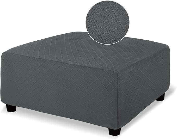 NeColorLife Ottoman Cover Square Large Ottoman Slipcover Stretch Footrest Stool