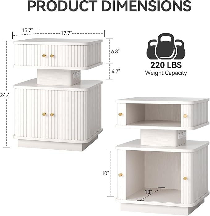 Night Stand Set 2, LED Nightstand, Bedroom Night Stand