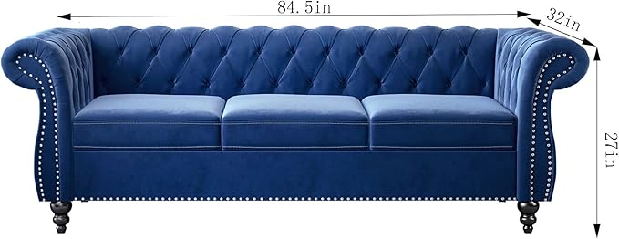 ORRD 2 Pieces Living Room Set, Velvet Couch Chesterfield Sofa Couch Chair