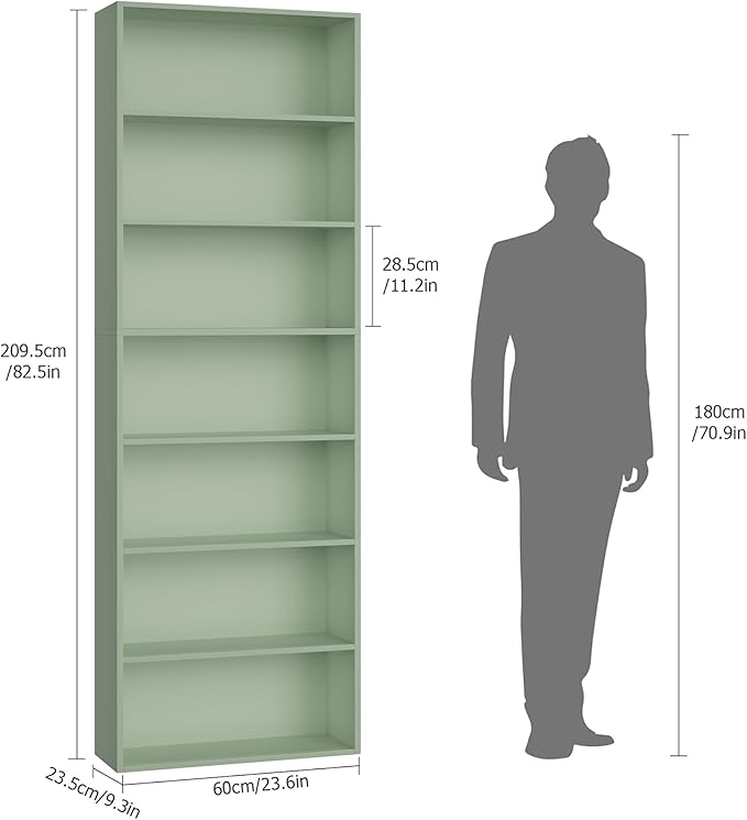 FACBOTALL 82" Tall Bookshelf, 7-Tier Open Shelves Bookcase, Freestanding