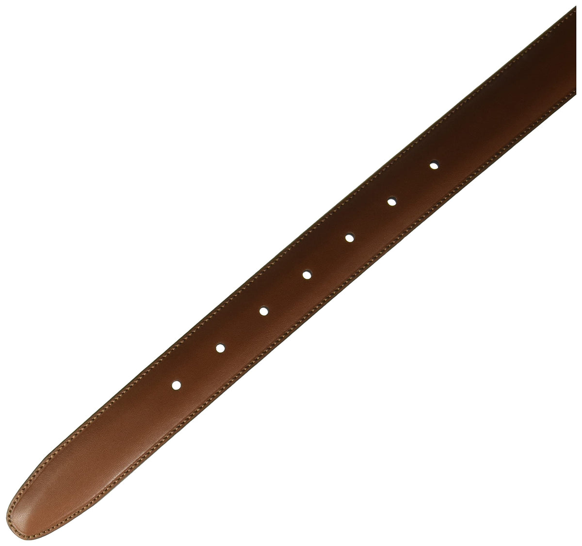Perry Ellis Men's Timothy Leather Belt with Stitched Edges, Silver Prong Buckle, 1.5" Width (Available in Big & Tall), Brown, 30