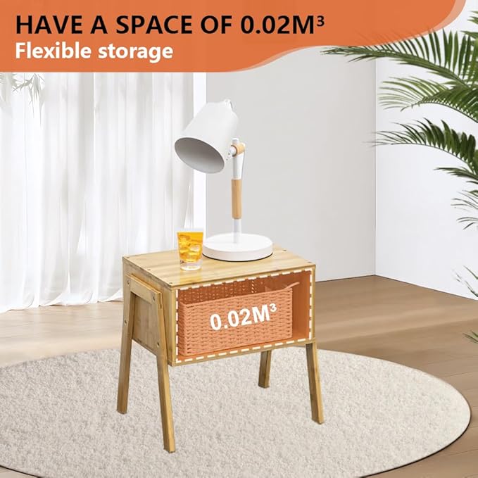 KKTONER Modern Bamboo Nightstands End Tables Bedroom