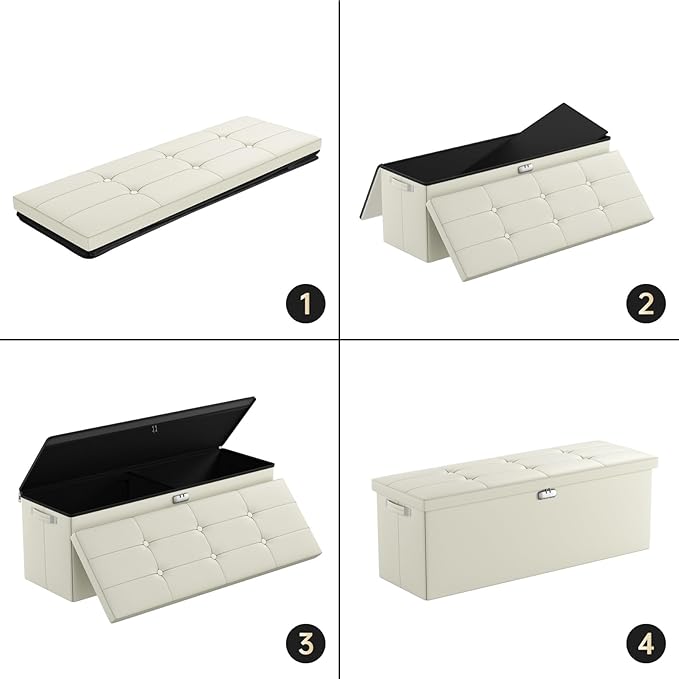 ENGPOW Storage Ottoman, Fireproof Folding Bench