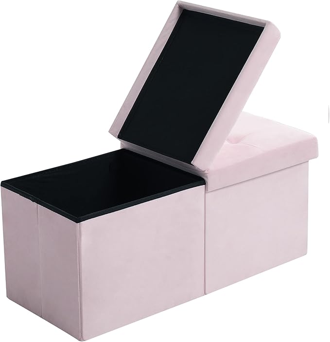 Storage Ottoman Bench Foldable Seat Footrest Shoe Bench End of Bed Storage