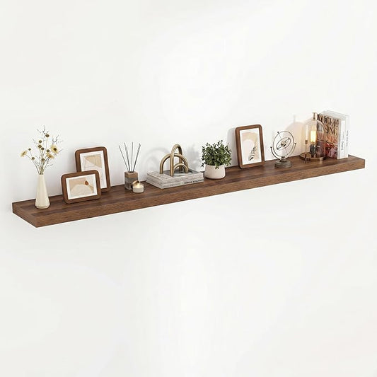 Acovy 72 Inch Floating Shelves, 3D Textured Wood Grain, Wooden Shelves