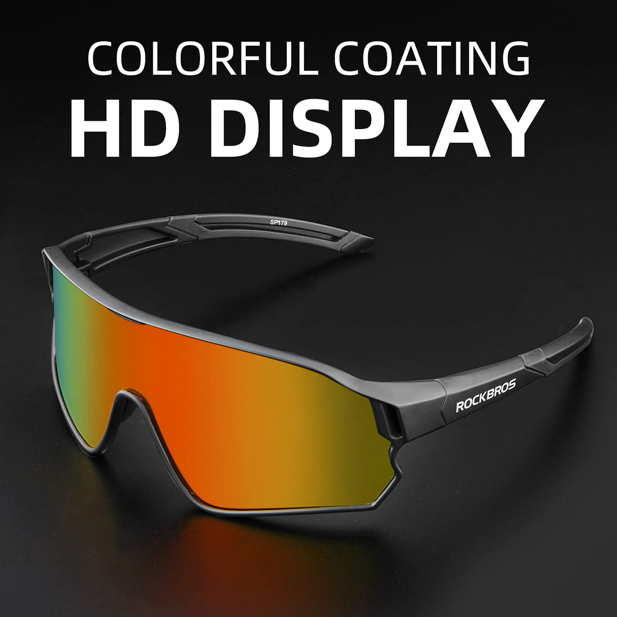 ROCKBROS Polarized Sunglasses for Men Women UV Protection Cycling Sunglasses (Black)
