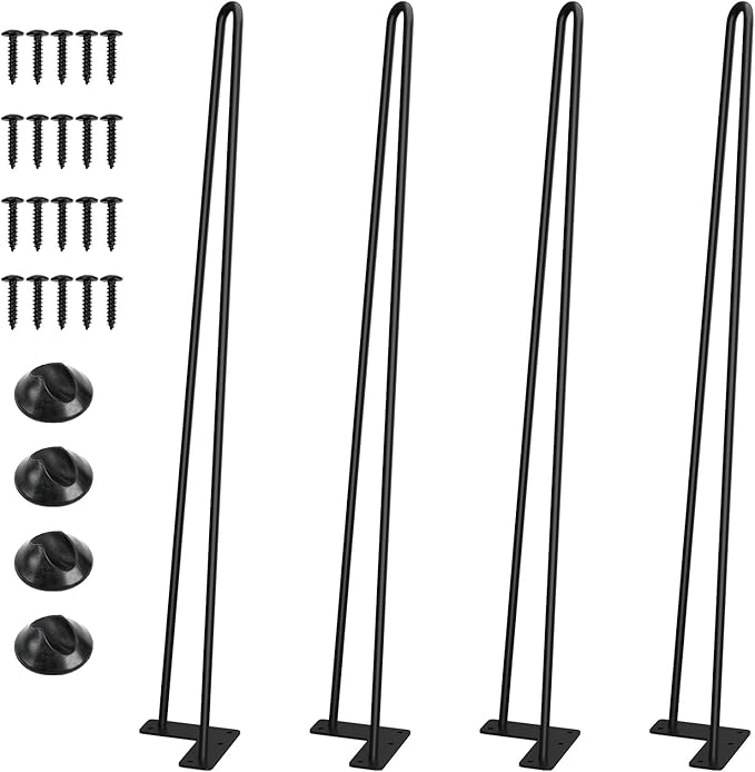 SMARTSTANDARD Hairpin Table Legs 24 Inch, 3/8" Solid Metal Legs
