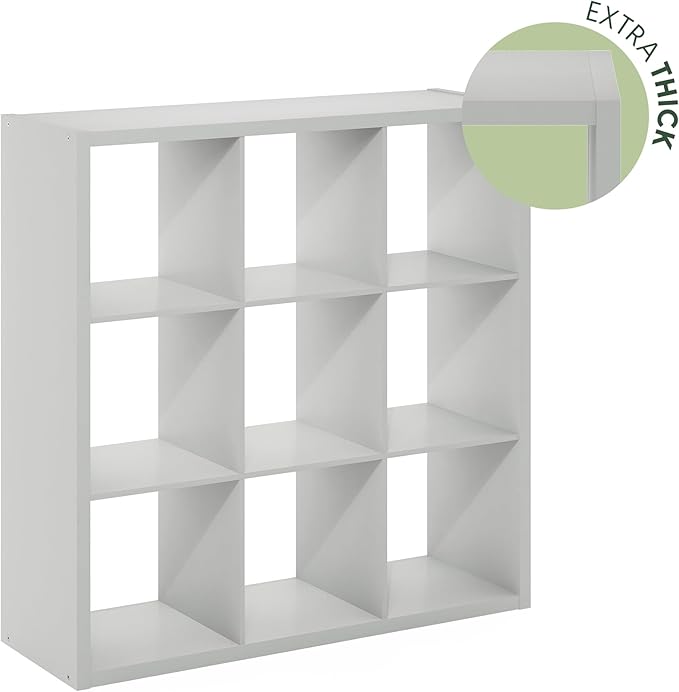 Furinno Cubicle Open Back Decorative Cube Storage Organizer, Light Grey