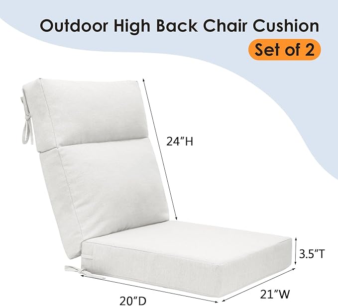 Unimatta Outdoor High Back Chair Cushion Seat Pads, 44 x 21 Inch