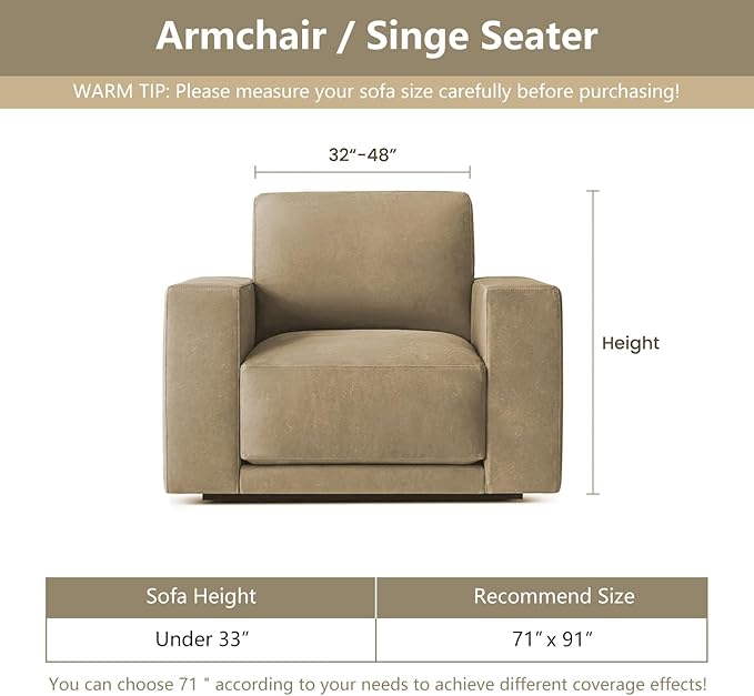 MYSKY HOME Chair Covers Armchair, Recliner Chair Cover Beige Couch Cover