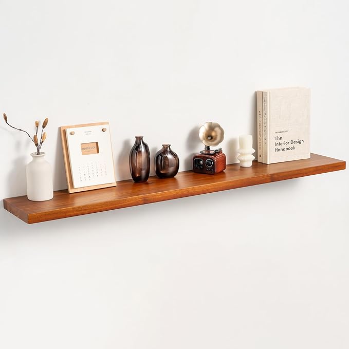 48" Solid Teak Floating Wall Shelf