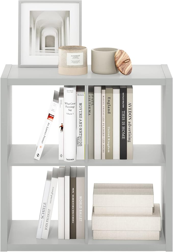 Furinno Cubicle Open Back Decorative Cube Storage Organizer, Light Grey