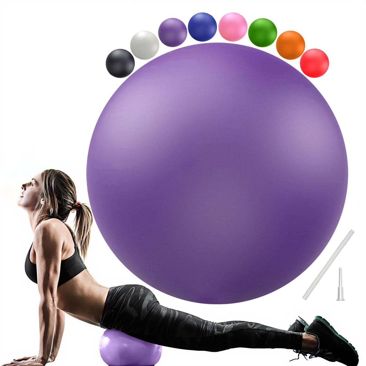 Soft Pilates Ball 9 Inch, Ideal Small Exercise Ball Between Knee Squeeze for Physical Therapy Yoga Core Medicine Abs Pt Bouncy, Mini Rubber Fitball Barre Workout Equipment for Women Men Kid Toddler