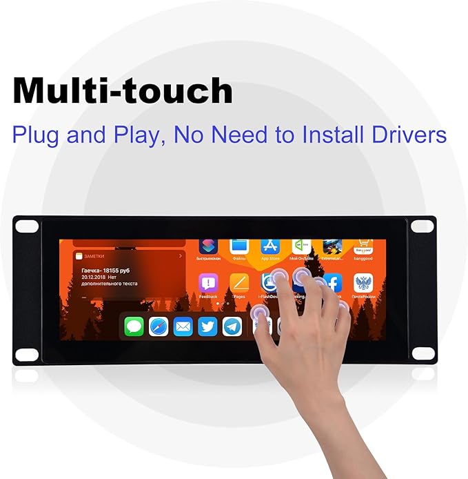 GeeekPi 7.84 inch 1280x400 LCD Touch Screen 2U Rack Mount Monitor