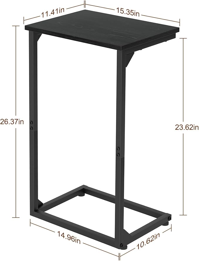 AMHANCIBLE C Shaped End Tables Set of 2, Couch Side Tables that Slide Under Sofa