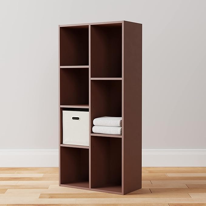 Amazon Basics 7 Cube Storage Organizer Bookcase, Sturdy Shelves, Book Shelf