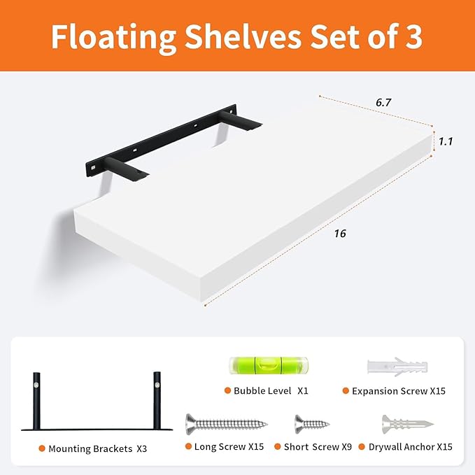 Upassion White Floating Shelves