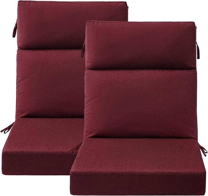 Unimatta Sunbrella Outdoor High Back Chair Cushion Seat Pads, 44 x 21 Inch
