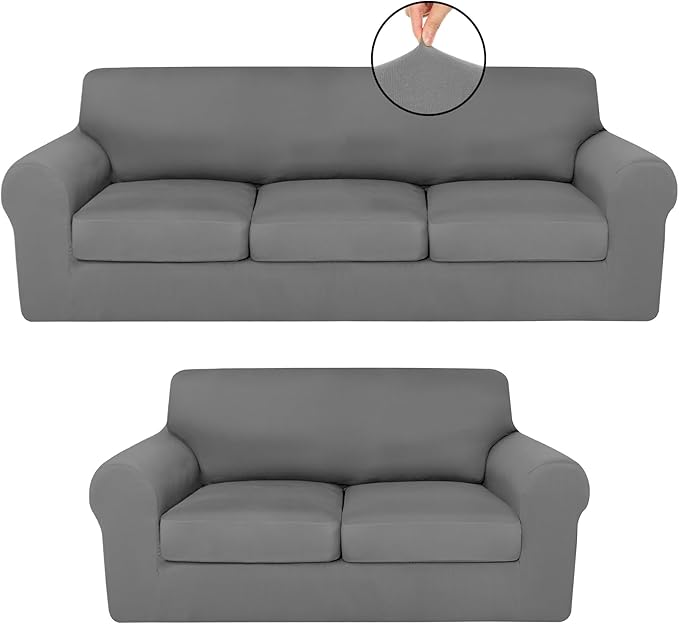 HunnmingRe Sofa Covers for 3 Cushion Couch Stretch Sofa and Loveseat Covers Set