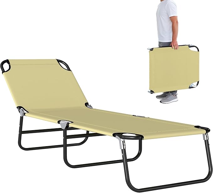 Outsunny Folding Chaise Lounge Pool Chairs, Outdoor Sun Tanning Chairs