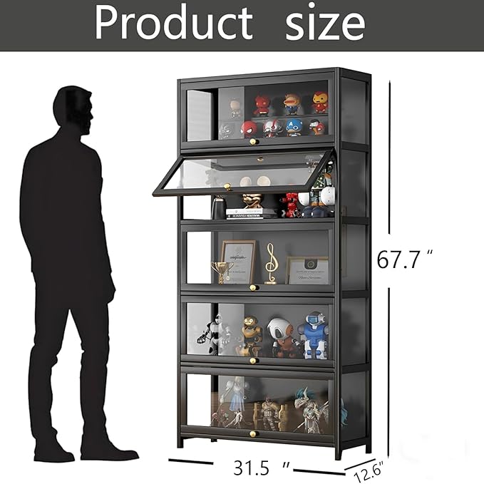 Display Cabinet with Acrylic Door, 5-Tier Curio Display Cabinet, Display Case