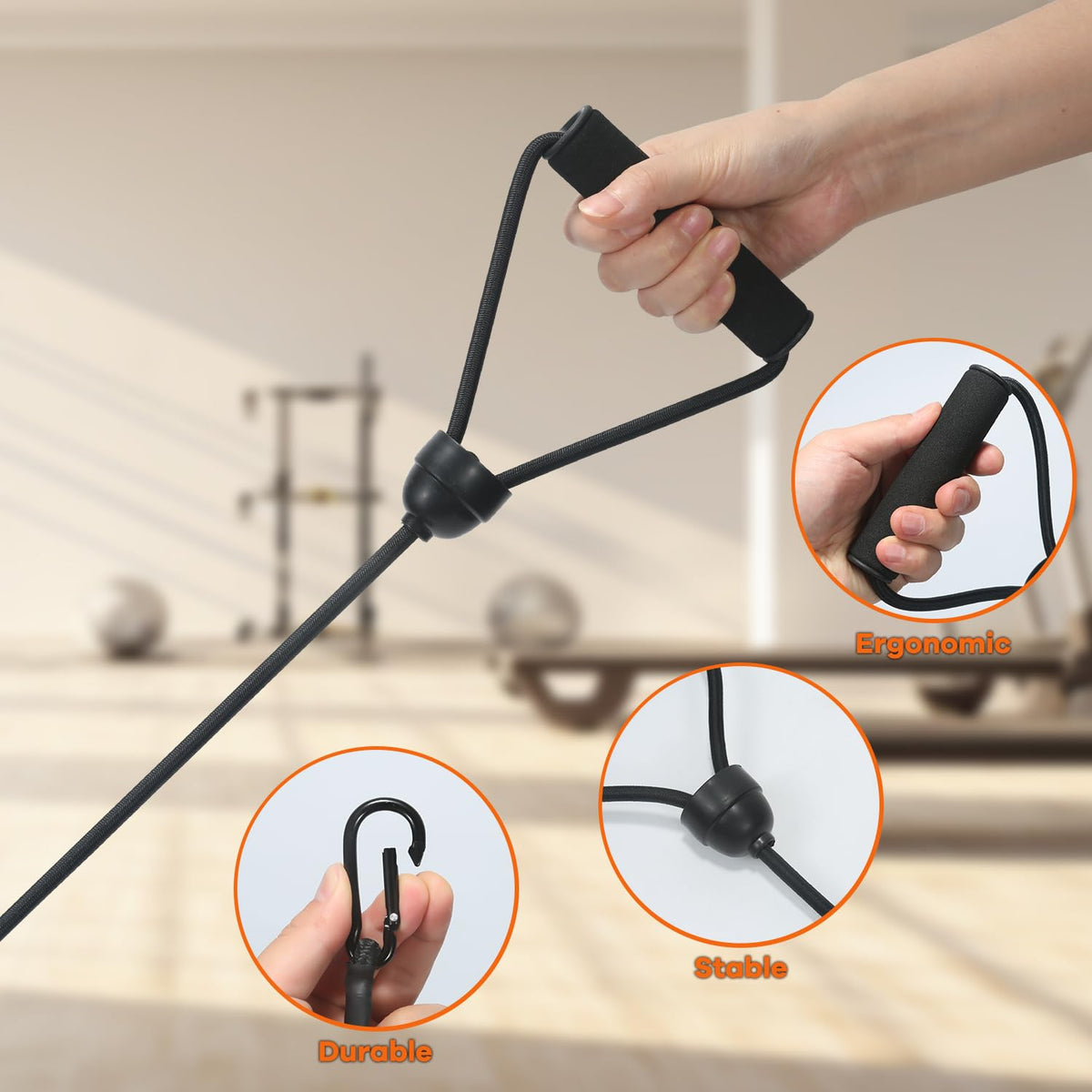 ONIPAX 1 Pair Stepper Resistance Bands with Handles & Connecting Strap – Workout & Exercise Bands for Strength Training, Muscle Toning, Home Gym Fitness Equipment