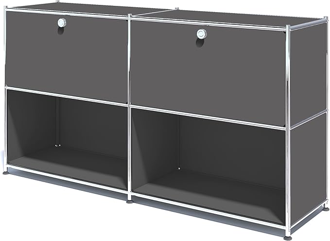Metal Sideboard with 2 Flap Doors, DIY Modern Home Furnishing, Foyer