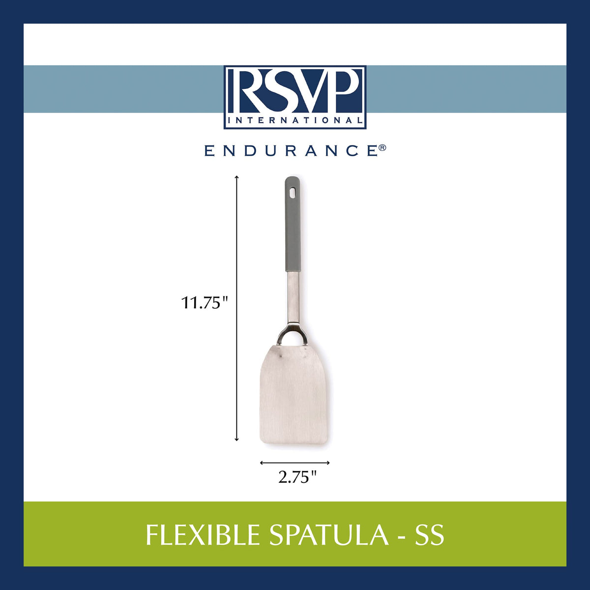 RSVP International Endurance Kitchen Tool Collection Flexible Stainless Steel, Dishwasher Safe, Spatula