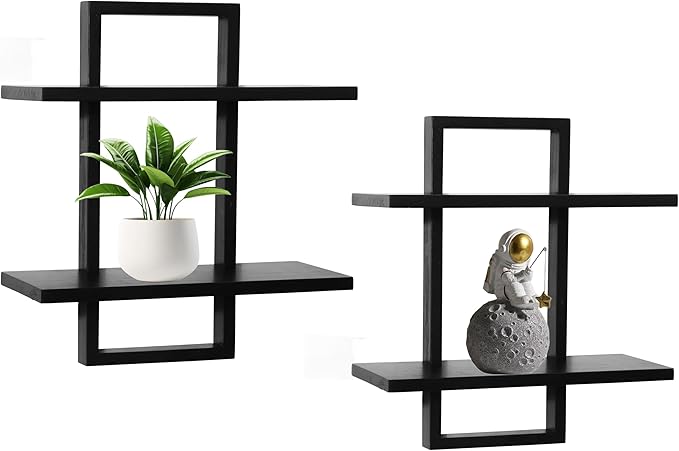 PHOENANCEE Floating Shelves for Wall, Display Hanging Shelf Set of 2, Modern