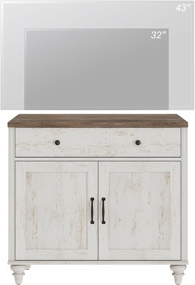 WAMPAT Farmhouse TV Stand for TVs Up to 43 inch, Wood Universal TV Stand