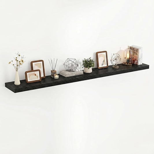 Acovy 72 Inch Floating Shelves, 3D Textured Wood Grain, Wooden Shelves
